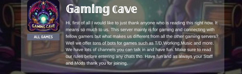 Gaming Cave Discord Server Banner
